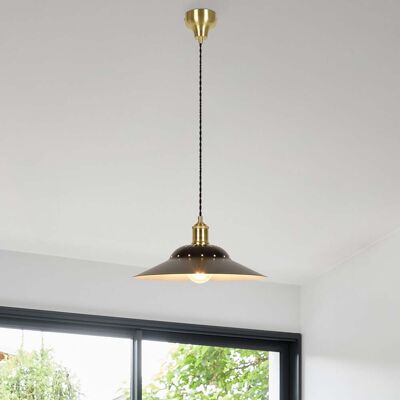 Suspension Louise noir mat Ø 38 cm - COREP SAS Honu - Salon / séjour - Métal - Avec abat-jour Suspension Louise noir mat Ø 38 cm - COREP SAS Honu - Salon / séjour - Métal - Avec abat-jour