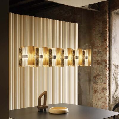 Suspension LED La Lollo, couleur or, 140 cm - Slamp - Salon / séjour - Design - Plastique - Avec abat-jour Suspension LED La Lollo, couleur or, 140 cm - Slamp - Salon / séjour - Design - Plastique - Avec abat-jour