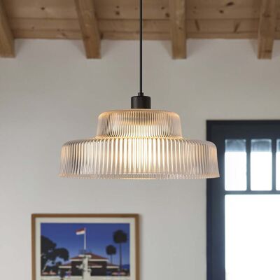 Suspension Lorenzo transparente/noire Ø 35 cm - COREP SAS - Salon / séjour - Moderne - Verre - Avec abat-jour Suspension Lorenzo transparente/noire Ø 35 cm - COREP SAS - Salon / séjour - Moderne - Verre - Avec abat-jour