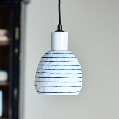 Suspension Elga, blanc/bleu, Ø 15 cm, céramique - Bloomingville - Cuisine - À ampoule unique Suspension Elga, blanc/bleu, Ø 15 cm, céramique - Bloomingville - Cuisine - À ampoule unique