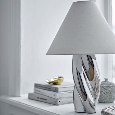 Lampe à poser Silva, faïence, lin, argent - BLOOMINGVILLE - Salon / séjour - Moderne - Céramique - À ampoule unique Lampe à poser Silva, faïence, lin, argent - BLOOMINGVILLE - Salon / séjour - Moderne - Céramique - À ampoule unique