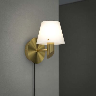 Applique murale Gil, couleur laiton, Ø 10 cm, fiche - Herstal - Salon / séjour - Design - Métal - À ampoule unique Applique murale Gil, couleur laiton, Ø 10 cm, fiche - Herstal - Salon / séjour - Design - Métal - À ampoule unique