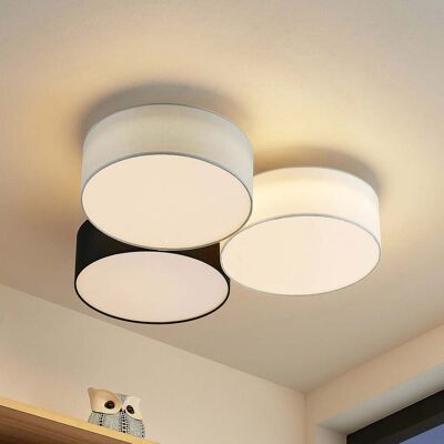 Janita 3 LED Plafonnier Grey/Black/White - Lindby - Salon / séjour - Moderne - Tissu / textile - Multi-ampoules Janita 3 LED Plafonnier Grey/Black/White - Lindby - Salon / séjour - Moderne - Tissu / textile - Multi-ampoules