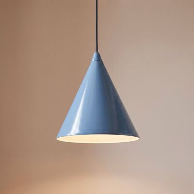 Suspension en métal bleu, forme conique, Ø 24 cm - ALDEX - Salle à manger - À ampoule unique Suspension en métal bleu, forme conique, Ø 24 cm - ALDEX - Salle à manger - À ampoule unique