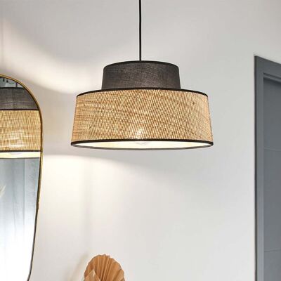 Suspension Mallorca noir/couleur naturelle, Ø 38 cm - COREP SAS - Salon / séjour - Tissu / textile - Avec abat-jour Suspension Mallorca noir/couleur naturelle, Ø 38 cm - COREP SAS - Salon / séjour - Tissu / textile - Avec abat-jour