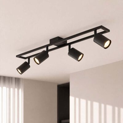 Spot pour plafond Bravius, noir, à 4 lampes, fer - Lindby - Salon / séjour - Métal - Multi-ampoules Spot pour plafond Bravius, noir, à 4 lampes, fer - Lindby - Salon / séjour - Métal - Multi-ampoules