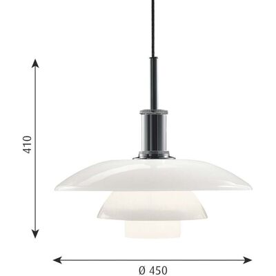 PH 4½-4 Suspension en Verre High Lustre Chrome Plated - Louis Poulsen PH 4 1/2-4 - Salon / séjour - Design - À ampoule unique PH 4½-4 Suspension en Verre High Lustre Chrome Plated - Louis Poulsen PH 4 1/2-4 - Salon / séjour - Design - À ampoule unique