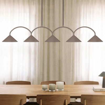 Suspension CURVE longueur 165 cm marron à 5 lampes - Globen Lighting - Salon / séjour - Vintage / rétro - Métal - Multi-ampoules Suspension CURVE longueur 165 cm marron à 5 lampes - Globen Lighting - Salon / séjour - Vintage / rétro - Métal - Multi-ampoules