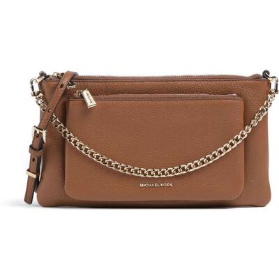 Michael Kors Jet Set Leer Crossbody tas bruin Michael Kors Jet Set Leer Crossbody tas bruin