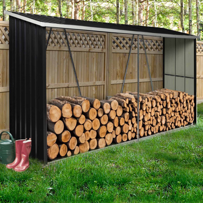 IDMARKET Abri en acier galvanisé 4m³ - Rangement pour bois IDMARKET Abri en acier galvanisé 4m³ - Rangement pour bois