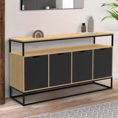 Idmarket Boston Bimaterial Buffet - Style Industriel Idmarket Boston Bimaterial Buffet - Style Industriel