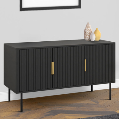 Idmarket 110 cm Marcel Meuble - Noir, 3 Portes Idmarket 110 cm Marcel Meuble - Noir, 3 Portes