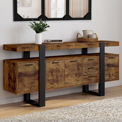 IDMarket Buffet XXL bois et noir à l effet vieilli de 180 cm avec 4 portes et 3 tiroirs IDMarket Buffet XXL bois et noir à l effet vieilli de 180 cm avec 4 portes et 3 tiroirs
