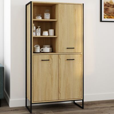 IDMarket Buffet haut style industriel 160 cm bois et métal avec rangement IDMarket Buffet haut style industriel 160 cm bois et métal avec rangement