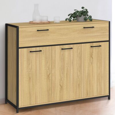 IDMarket Buffet 100 cm 3 portes et 1 tiroir design industriel IDMarket Buffet 100 cm 3 portes et 1 tiroir design industriel