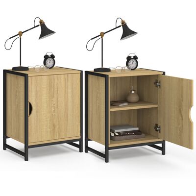 IDMarket Lot de 2 tables de chevet 1 porte design industriel IDMarket Lot de 2 tables de chevet 1 porte design industriel