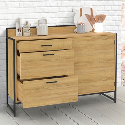 IDMarket Buffet bas de cuisine 120 cm 3 tiroirs design industriel IDMarket Buffet bas de cuisine 120 cm 3 tiroirs design industriel