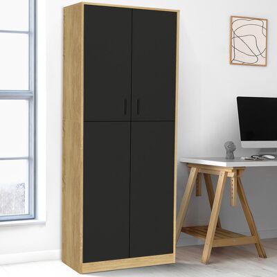 IDMarket Armoire de bureau multifonction bois noir IDMarket Armoire de bureau multifonction bois noir