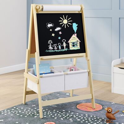 IDMarket Tableau enfant 3 en 1 chevalet double face avec rouleau de papier et 2 paniers de rangement IDMarket Tableau enfant 3 en 1 chevalet double face avec rouleau de papier et 2 paniers de rangement