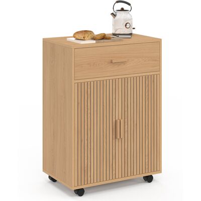 IDMarket Desserte de cuisine placard avec tiroir effet lattes tasseau bois L.60 cm IDMarket Desserte de cuisine placard avec tiroir effet lattes tasseau bois L.60 cm