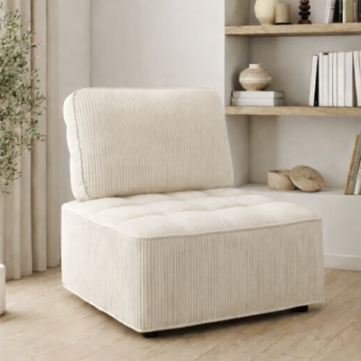 IDMarket Beige corduroy bank en fauteuil module IDMarket Beige corduroy bank en fauteuil module
