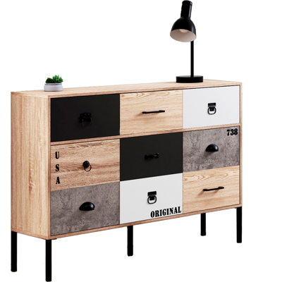 Idmarket Sacramento Buffet - Design industriel, 3 portes, 3 tiroirs Idmarket Sacramento Buffet - Design industriel, 3 portes, 3 tiroirs