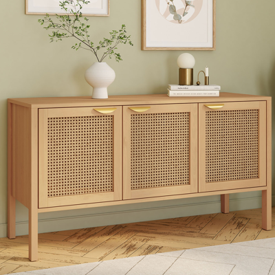 IDMarket 3-deurs laag dressoir met riet 110 cm IDMarket 3-deurs laag dressoir met riet 110 cm