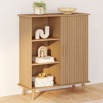 IDMarket Dressoir 70 cm houteffect latten en lattenbodem met 3 planken en kast IDMarket Dressoir 70 cm houteffect latten en lattenbodem met 3 planken en kast