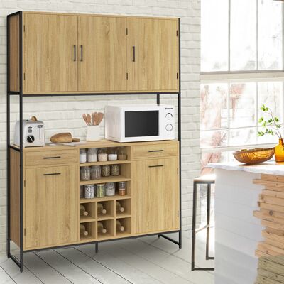 IDMarket Industrieel design 5-deurs buffetkast en flessenrek 120 cm IDMarket Industrieel design 5-deurs buffetkast en flessenrek 120 cm
