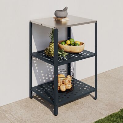IDMarket Meuble de cuisine extérieure 2 étagères en acier gris anthracite IDMarket Meuble de cuisine extérieure 2 étagères en acier gris anthracite