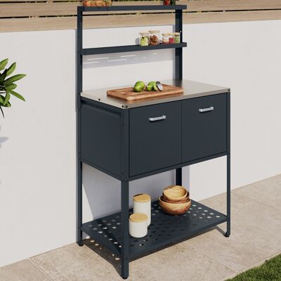 IDMarket Meuble de cuisine extérieure 2 portes et 2 étagères suspendues en acier gris anthracite IDMarket Meuble de cuisine extérieure 2 portes et 2 étagères suspendues en acier gris anthracite