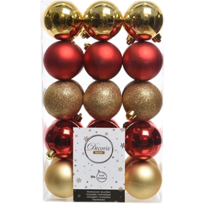 Ensemble de 30 boules de Noël rouge or de Kaemingk Ensemble de 30 boules de Noël rouge or de Kaemingk