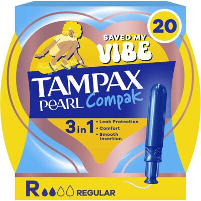 8x Tampax Pearl Compak Regular Tampons Met Inbrenghuls 20 stuks 8x Tampax Pearl Compak Regular Tampons Met Inbrenghuls 20 stuks