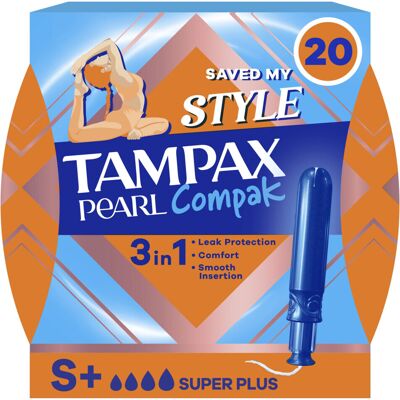 Tampax Pearl Compak Super Plus Tampons met Inbrenghuls 20 stuks Tampax Pearl Compak Super Plus Tampons met Inbrenghuls 20 stuks