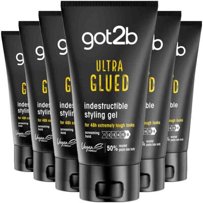 6x Got2b Ultra Glued Indestructible Styling Gel 150 ml 6x Got2b Ultra Glued Indestructible Styling Gel 150 ml