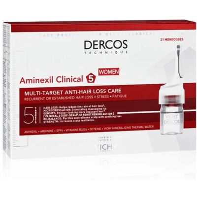 3x Vichy Dercos Aminexil Clinical 5 Vrouw Anti-Haaruitval Ampullen 21 stuks 3x Vichy Dercos Aminexil Clinical 5 Vrouw Anti-Haaruitval Ampullen 21 stuks