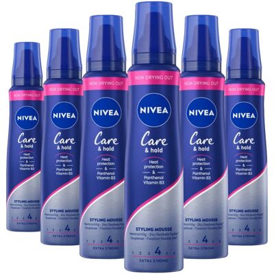 6x NIVEA Haarmousse Care & Hold Extra Strong 150 ml 6x NIVEA Haarmousse Care & Hold Extra Strong 150 ml