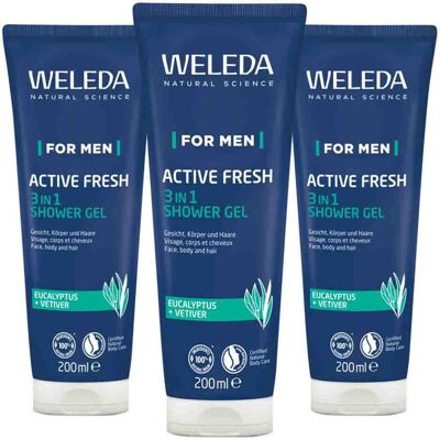3x WELEDA Men Active Fresh 3 in 1 Douchegel 200 ml 3x WELEDA Men Active Fresh 3 in 1 Douchegel 200 ml