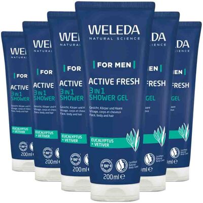 6x WELEDA Men Active Fresh 3 in 1 Douchegel 200 ml 6x WELEDA Men Active Fresh 3 in 1 Douchegel 200 ml