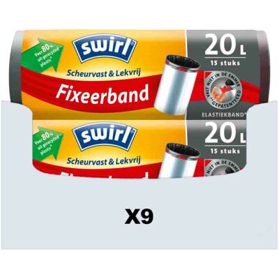 9x Swirl Pedaalemmerzakken met Fixeerband 20 liter 15 stuks 9x Swirl Pedaalemmerzakken met Fixeerband 20 liter 15 stuks