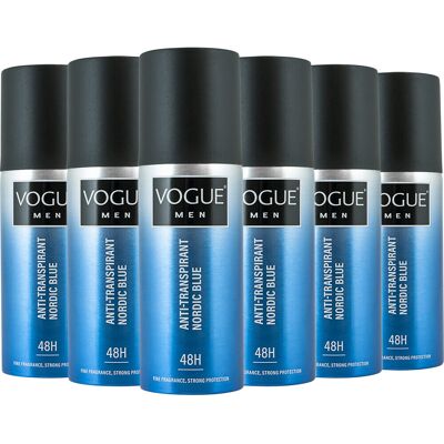 6x Vogue Men Anti-Transpirant Nordic Blue 150 ml 6x Vogue Men Anti-Transpirant Nordic Blue 150 ml