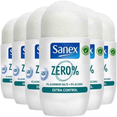 6x Sanex Deodorant Roller Zero% Extra Control 50 ml 6x Sanex Deodorant Roller Zero% Extra Control 50 ml