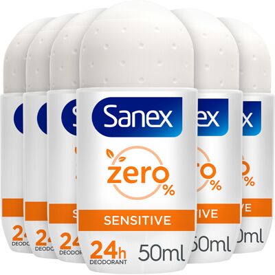 6x Sanex Deodorant Roller Zero% Sensitive 50 ml 6x Sanex Deodorant Roller Zero% Sensitive 50 ml