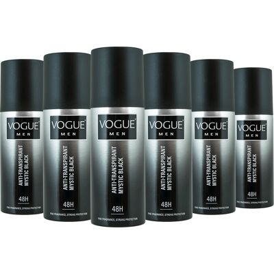 6x Vogue Men Anti-Transpirant Mystic Black 150 ml 6x Vogue Men Anti-Transpirant Mystic Black 150 ml