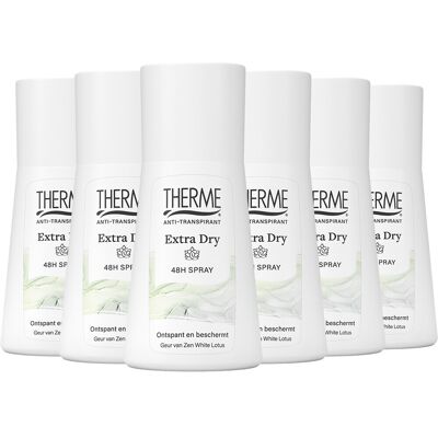 6x Therme Anti-Transpirant Extra Dry 48H Spray 75 ml 6x Therme Anti-Transpirant Extra Dry 48H Spray 75 ml