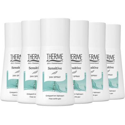6x Therme Anti-Transpirant Sensitive 24H Spray 75 ml 6x Therme Anti-Transpirant Sensitive 24H Spray 75 ml