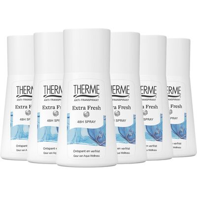 6x Therme Anti-Transpirant Extra Fresh 48H Spray 75 ml 6x Therme Anti-Transpirant Extra Fresh 48H Spray 75 ml