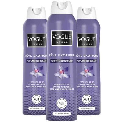 3x Vogue Parfum Deodorant Reve Exotique 150 ml 3x Vogue Parfum Deodorant Reve Exotique 150 ml
