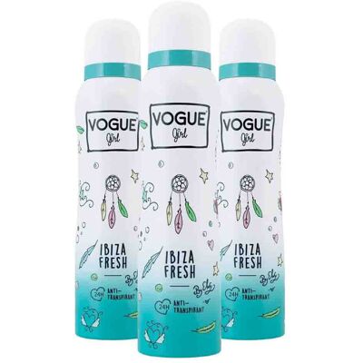 3x Vogue Girl Anti-Transpirant Ibiza Fresh 150 ml 3x Vogue Girl Anti-Transpirant Ibiza Fresh 150 ml