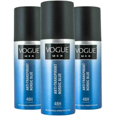 3x Vogue Men Anti-Transpirant Nordic Blue 150 ml 3x Vogue Men Anti-Transpirant Nordic Blue 150 ml